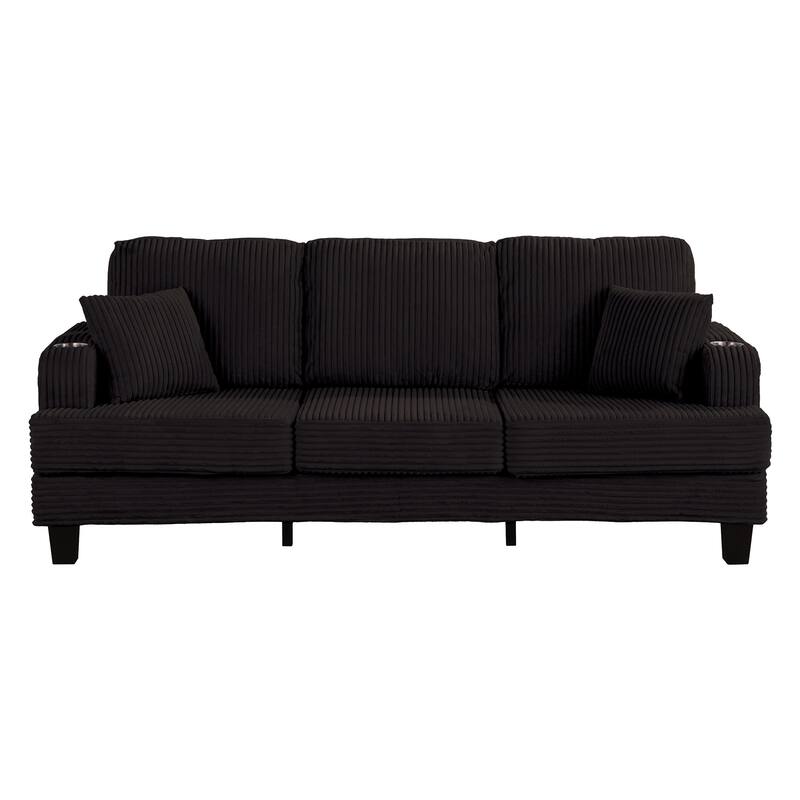 Modern Fabric 3-piece Sectional Sofa Set with Loveseat and Storage Ottoman