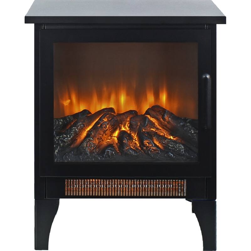 15" Freestanding Electric Fireplace Stove Heater with 3D Flame Effect