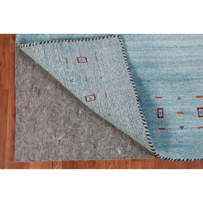 Hand Knotted Oriental 100% Wool Carpet Tribal Animal Pictorial Navy Blue & Blues Gabbeh Runner Rug - 9' 11'' X 2' 9''