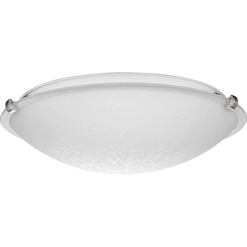 Linen Dome 16-1 4" Three-Light Transitional Brushed Nickel Etched Linen Glass Flush-Mount Light - 16.25 in x 16.25 in x 4.125 in - 16.25 in x 16.25 in x 4.125 in