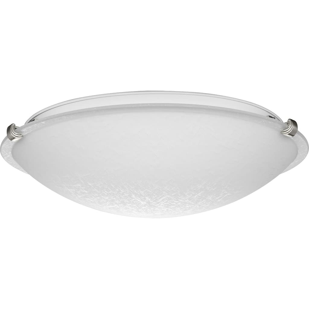 Linen Dome 16-1 4" Three-Light Transitional Brushed Nickel Etched Linen Glass Flush-Mount Light - 16.25 in x 16.25 in x 4.125 in
