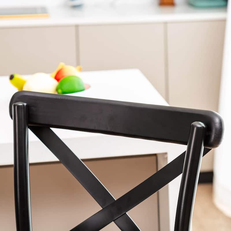 Glitzhome Industrial Metal Solid Elm Wood Seat Kitchen Bar Stool Chairs Set of 4