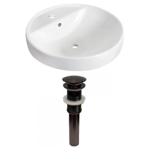 American Imaginations 18.25-in. W Drop In White Vessel Set For 1 Hole Center Faucet