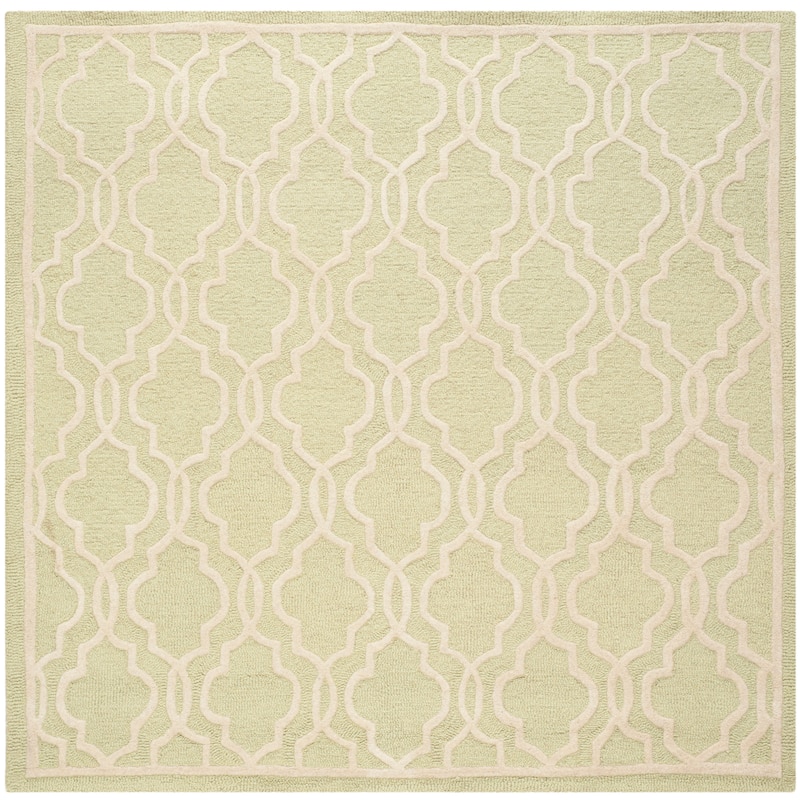 SAFAVIEH Handmade Cambridge Philine Geometric Wool Rug - 6' Square - Light Green/Ivory