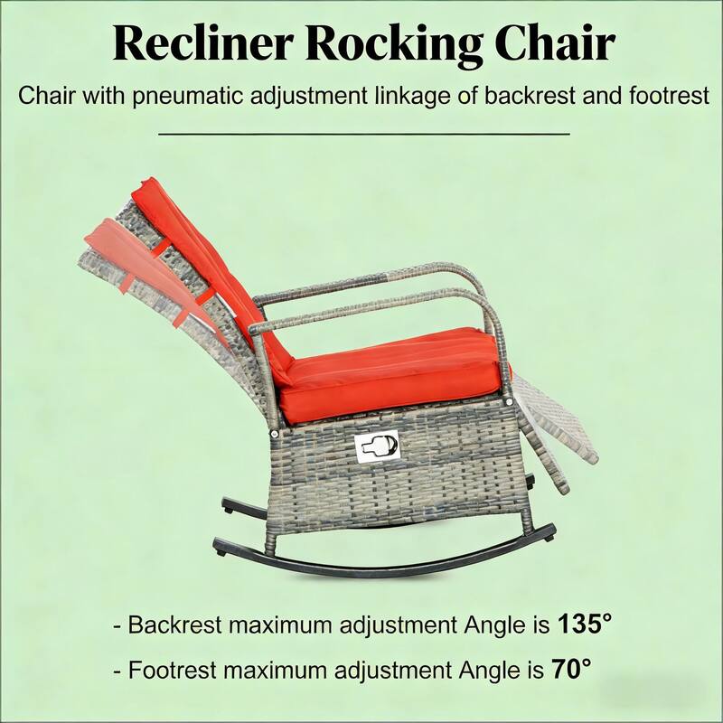 GDFStudio - Oliver Outdoor Rocking Rattan Recliner Designed for Deep Relaxation