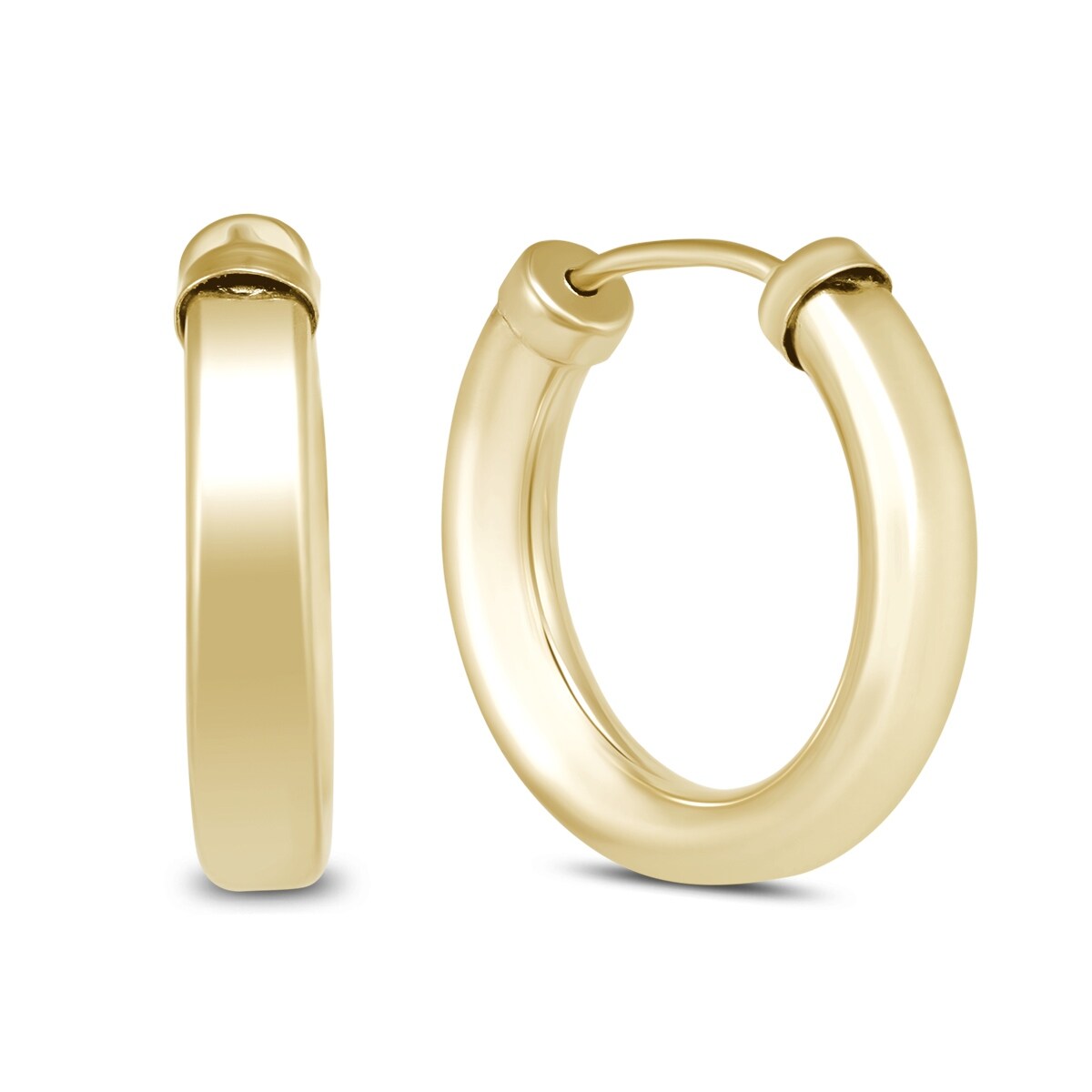 14k White Gold 2mm Endless Classic Hoop Earrings 15 x 15 mm 