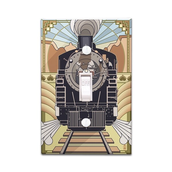 Steam Locomotive Deco Style Lantern Press Artwork Light Switchplate Cover
