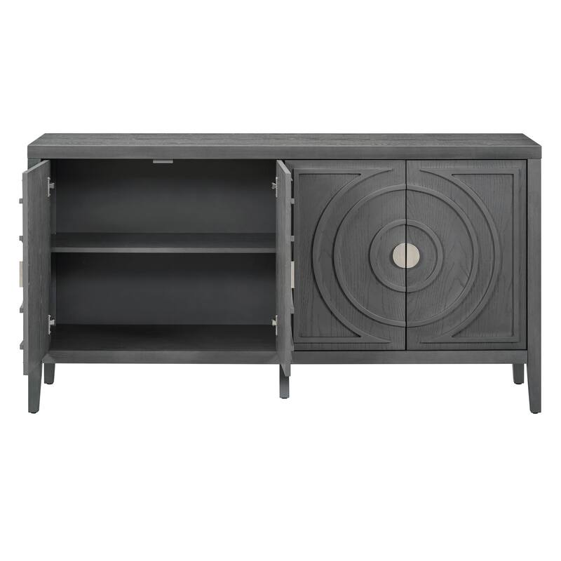Distressed Finish Sideboard with 4 Doors & Ample Storage for Dining Room or Entryway Organization