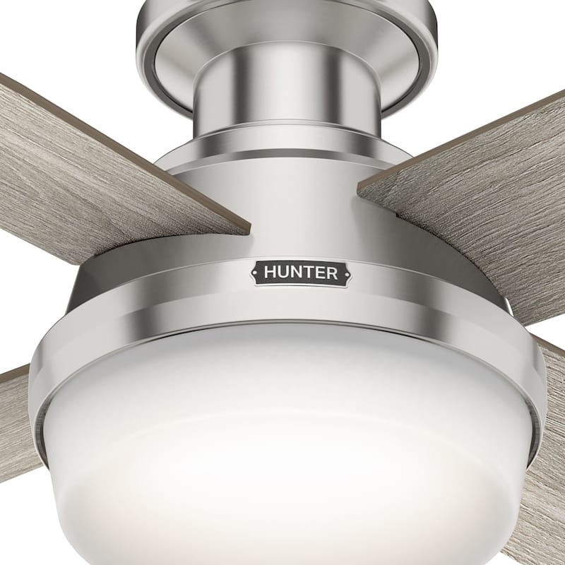Hunter 52" Dempsey Flush Mount Ceiling Fan w/ LED Light Kit, Handheld Remote - Contemporary, Transitional - Low Profile