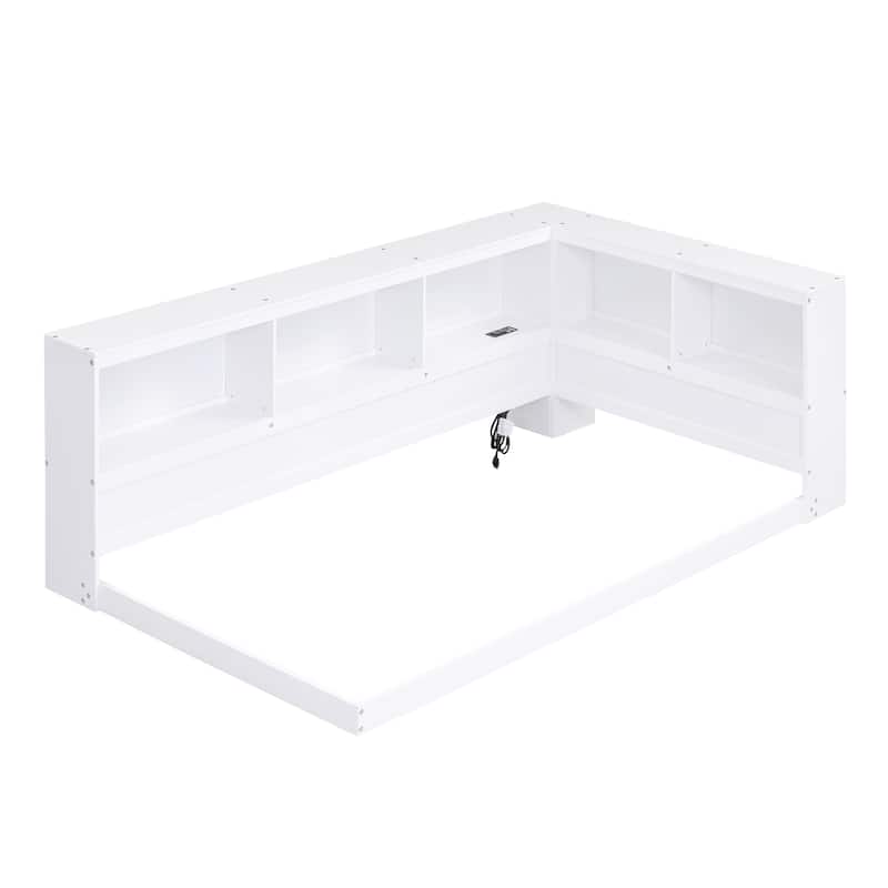 Wood Twin Size Daybed with Storage Cabinets and USB Ports - White