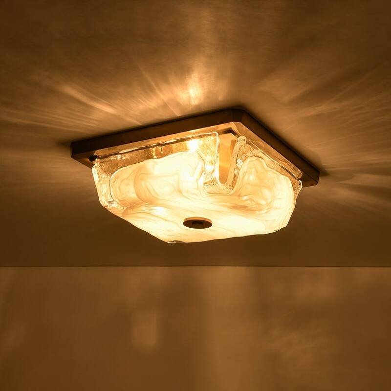 Modern 3-Light Square Cloud Glass Flush Mount Ceiling Light