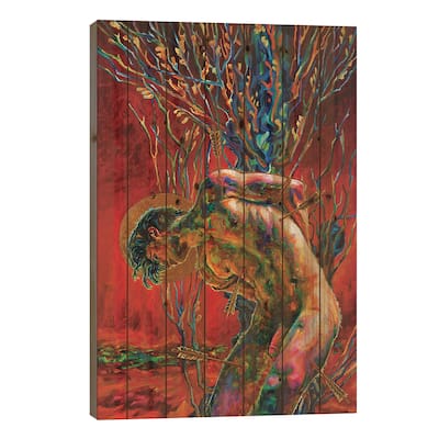 St. Sebastian Print On Wood by Oleksandr Balbyshev - Multi-Color
