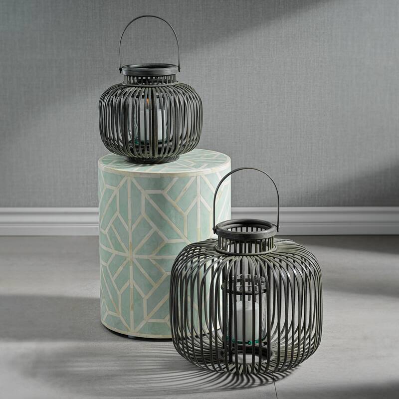 Dumai Gray Bamboo Decorative Lantern