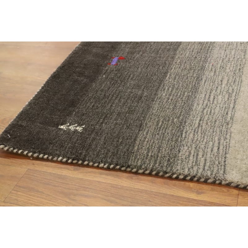 Hand Knotted Oriental 100% Wool Carpet Tribal Animal Pictorial Beige & Ivories Gabbeh Area Rug - 6' 6'' X 4' 4''