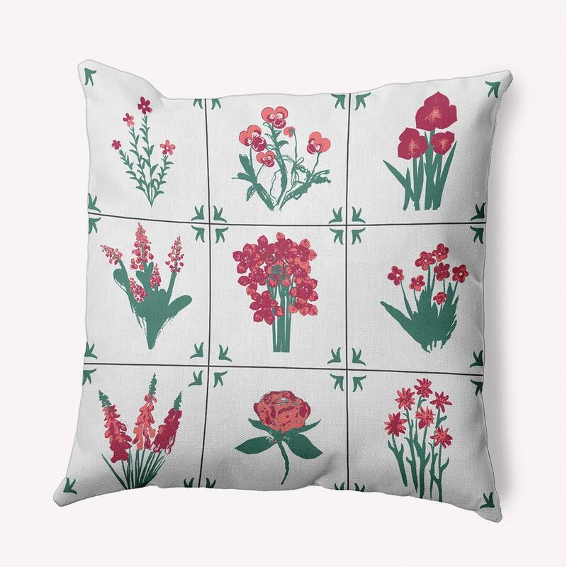Framed Field Flowers Decorative Throw Pillow - 20" x 20" - Berry