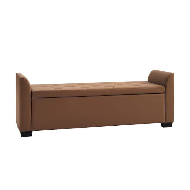 Laura Traditional 57.75"Wide Tufted Storage Bench by HULALA HOME - Brown