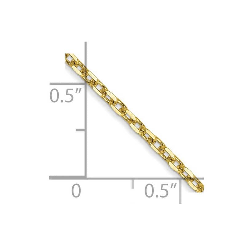 Curata 10k Yellow Gold 1.8mm Diamond Cut Cable Chain Necklace for Men or Women (Lobster)