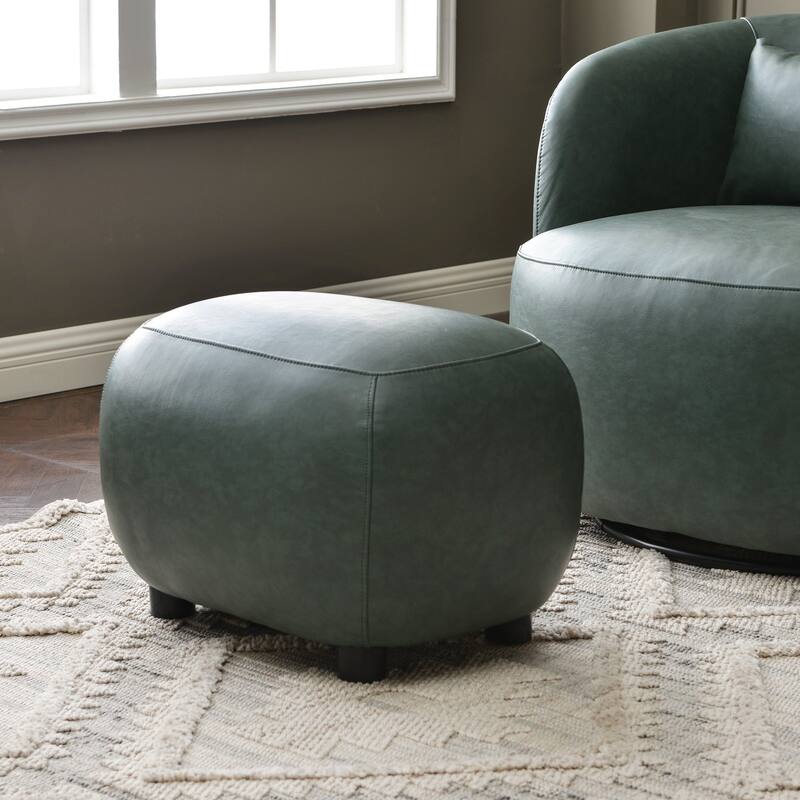 KINWELL 23" Wide Faux Leather Upholstered Ottoman Footrest, PU Entryway Footstool