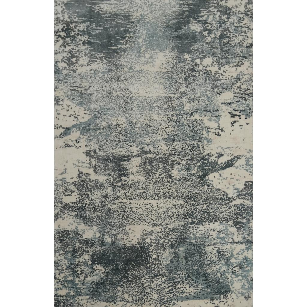 Hand-knotted Modern Silk Beige Abstract Oriental Area Rug - 5' 8'' X 4' 0''