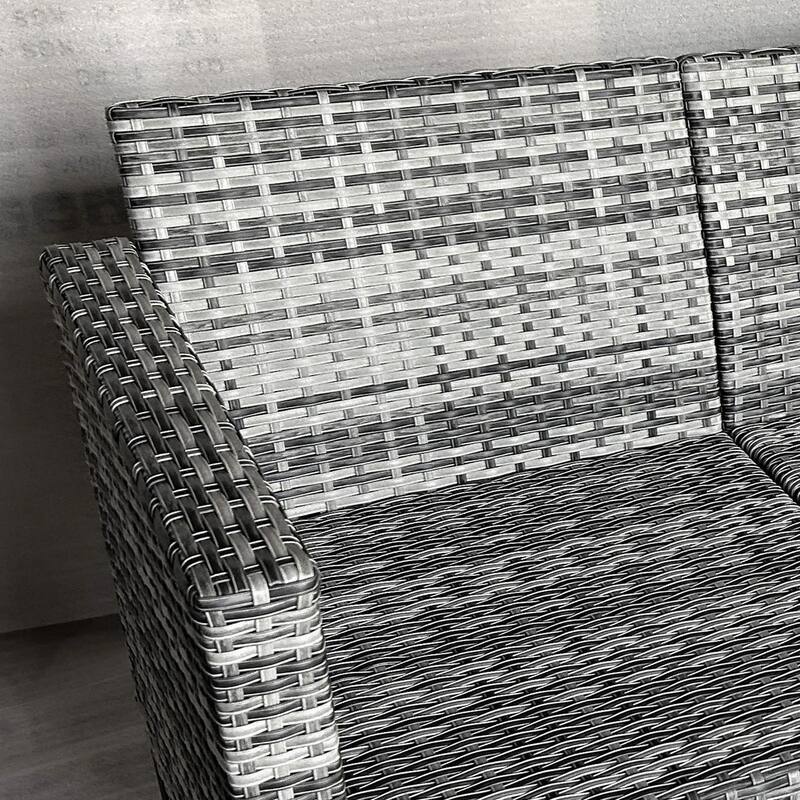 5PC PE Rattan Patio Set, Armchairs, Footstools, Cushions