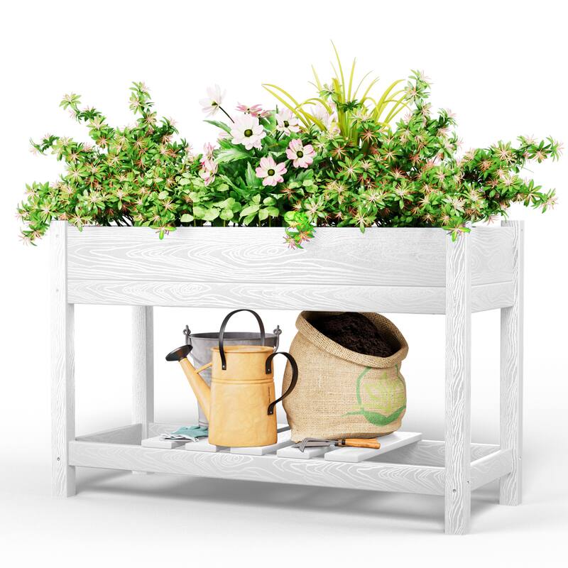HDPE Double Layer Design Outdoor Planter With Wheels