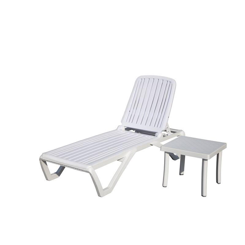 Outdoor Adjustable Pool Lounge Chair with Side Table and Wheels