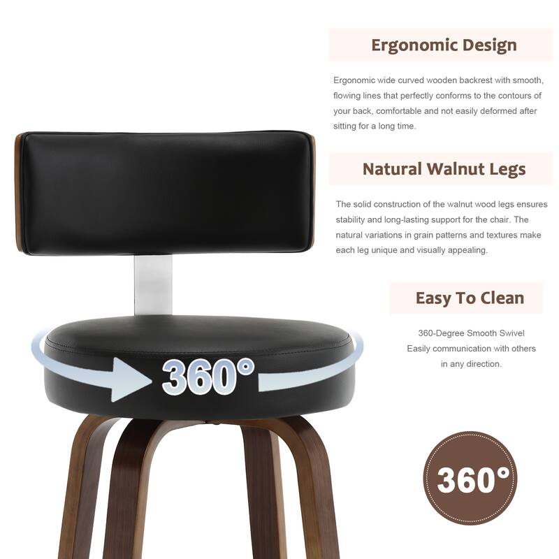 Faux Leather Upholstered Swivel Counter/ Bar Stools Set of 1/2/4