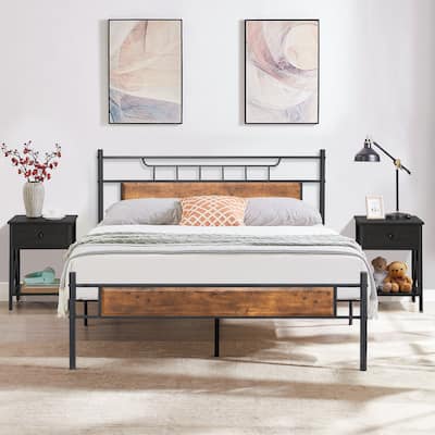 Taomika Mid Century 3-Pieces Bed and Nightstands Sets