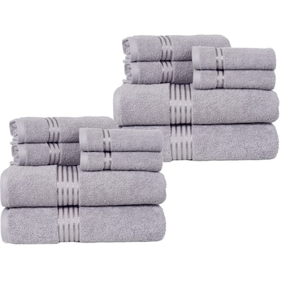 Towel Set - Cotton Bathroom Accessories with Bath Towels, Towels, and Washcloths - Machine Washable Towels by Lavish Home (Gray)