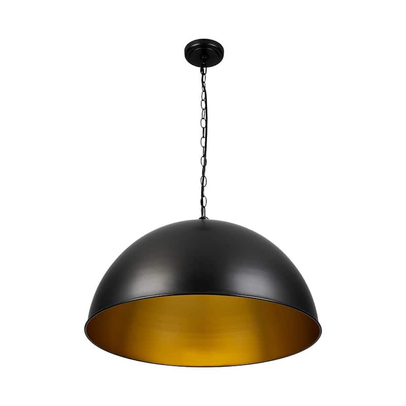 Retro Scandinavian Black Oversized Metal Dome Pendant Light