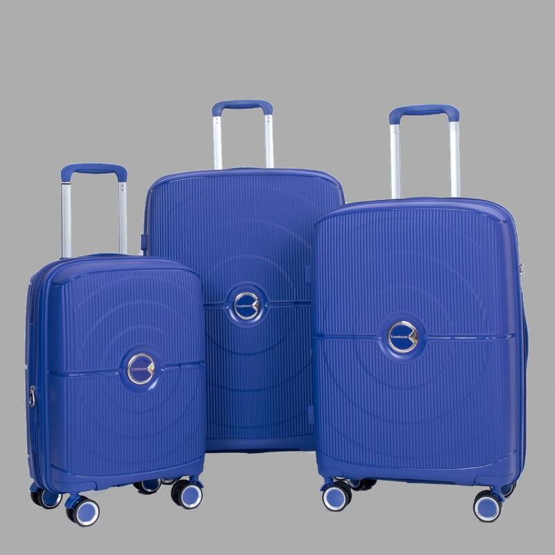 Durable Polypropylene Hardshell Suitcase Set with 360° Spinner Wheels & TSA Lock (20/24/28) - Navy