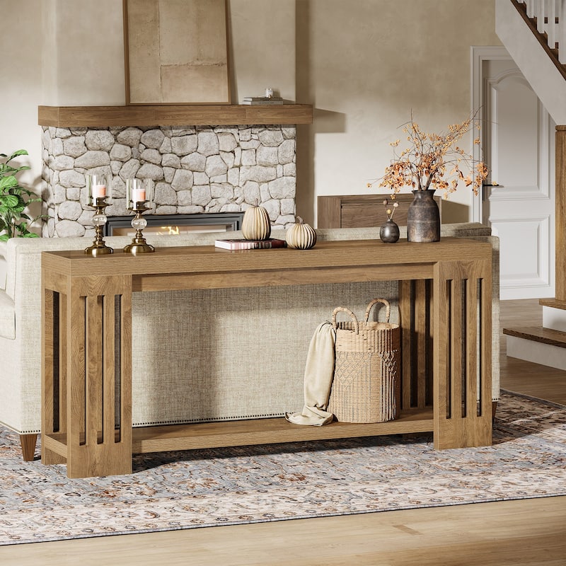 70.87'' Farmhouse Console Table, Wooden Sofa Table with Sturdy Frame