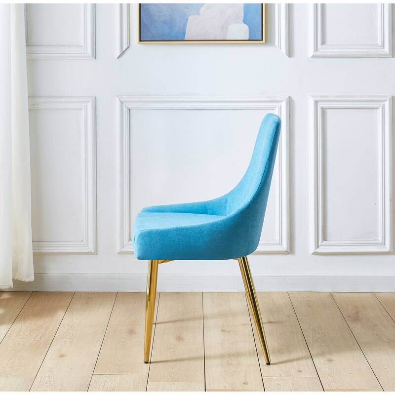 Modern 2 Piece Fabric Kitchen Dining Chairs with Cushions, Stainless Steel Legs for Dining Room Kitchen Living Room Bedroom