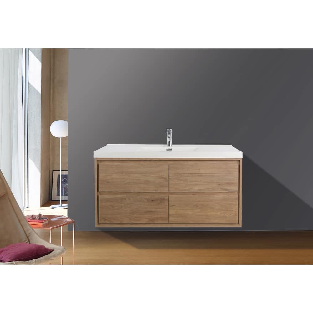Sage 48" wall mounted bathroom vanity with single basin acrylic top