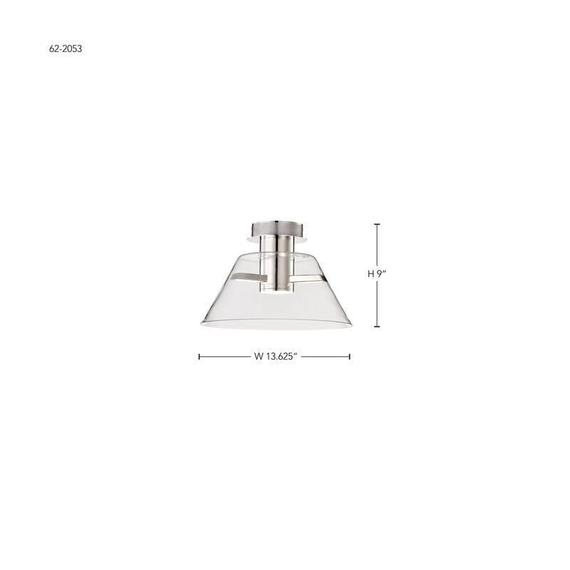 Edmond - 14 Inch LED Semi Flush - Polished Nickel with Clear Glass - Polished Nickel