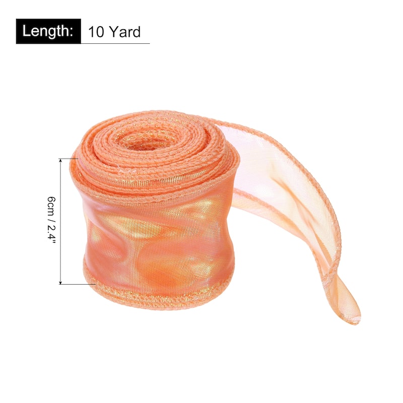 1.5 Inch 10 Yard Sheer Organza Ribbon Shimmer Chiffon Tulle Ribbons - Orange - 2 3/8" x 10 Yard