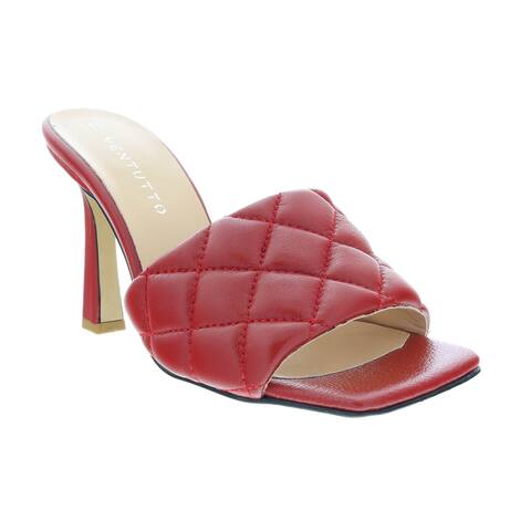 Ventutto Red Quilted High Heel Leather Mule-