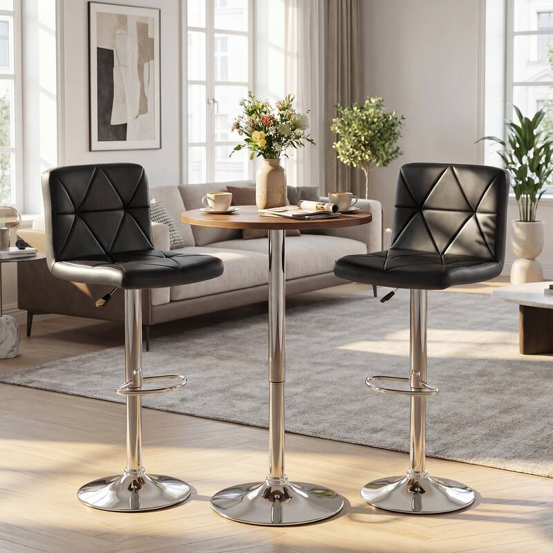 Gymax Bar Stools Set of 4 Adjustable Swivel Barstools w/Back &