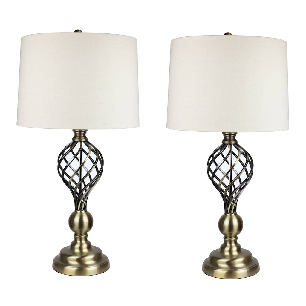 29.25" Antique Soft Brass Table Lamp Set of 2