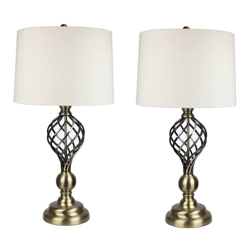 29.25" Antique Soft Brass Table Lamp Set of 2 - Antique Soft Brass