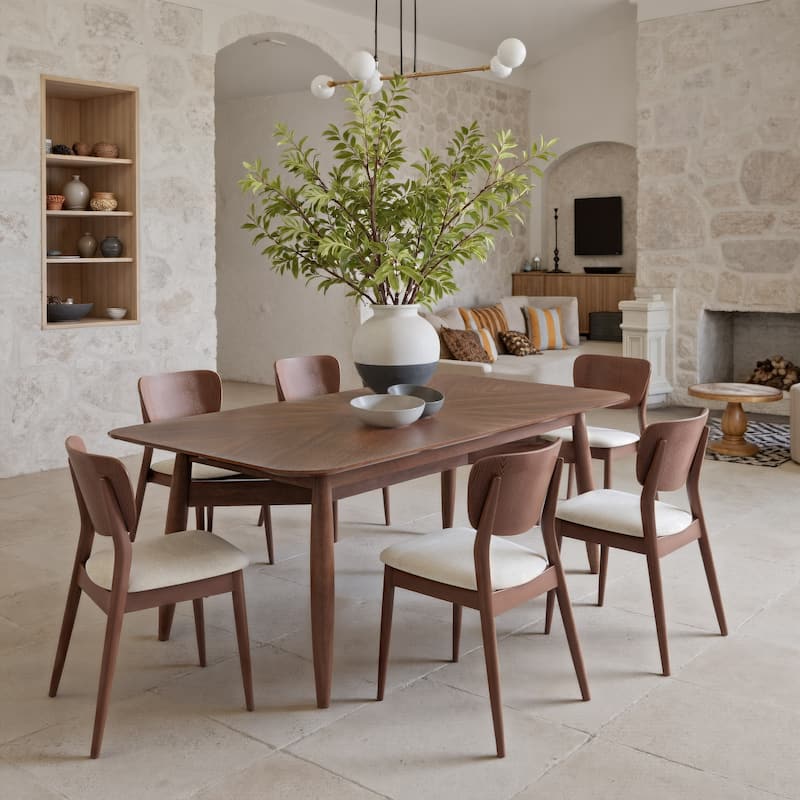 Kellua Dining Chair Beige & Walnut