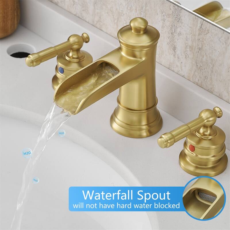 Bathroom Faucets for Sink 3 Hole ORB 8 inch Widespread Sink Faucet - Brushed Gold