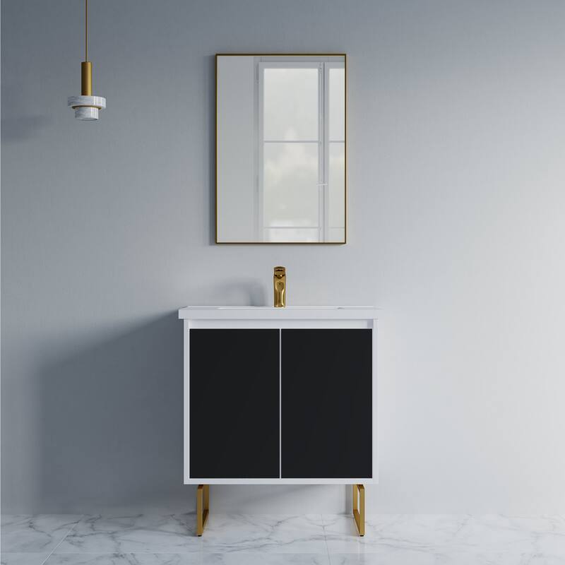 Kennan 30" Single Bathroom Vanity Set with Rectangle Legs - Black