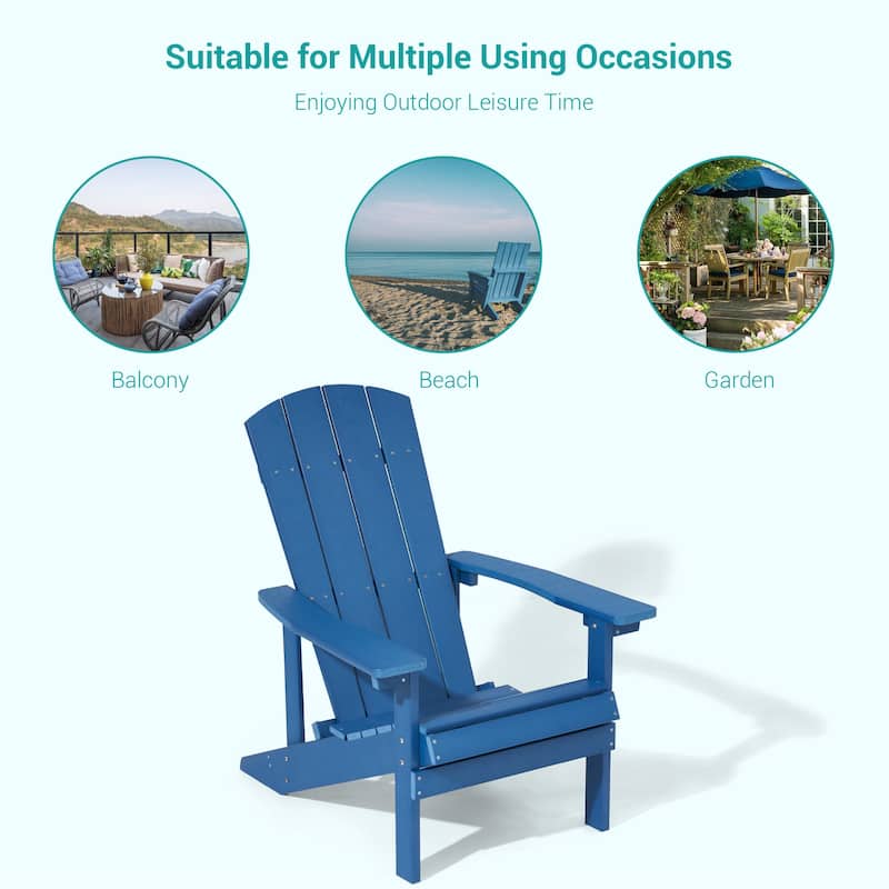 Bonosuki Patio Faux Wood Adirondack Chair Weather Resistant-Set of 2