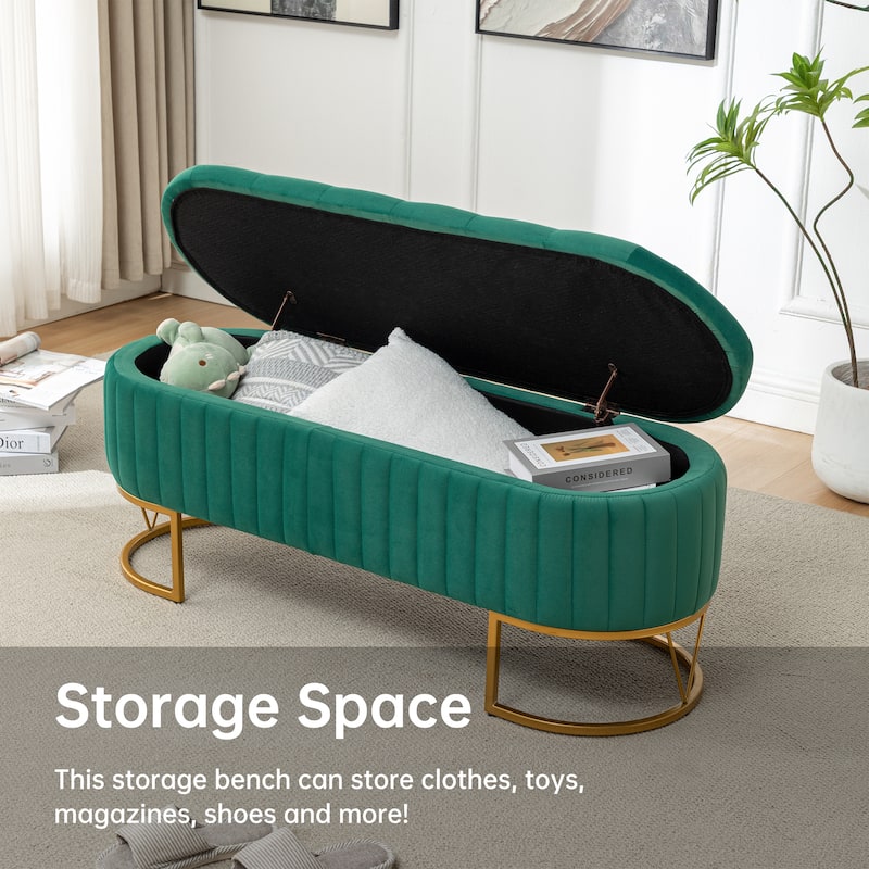 Velvet Storage Bench for Bedroom