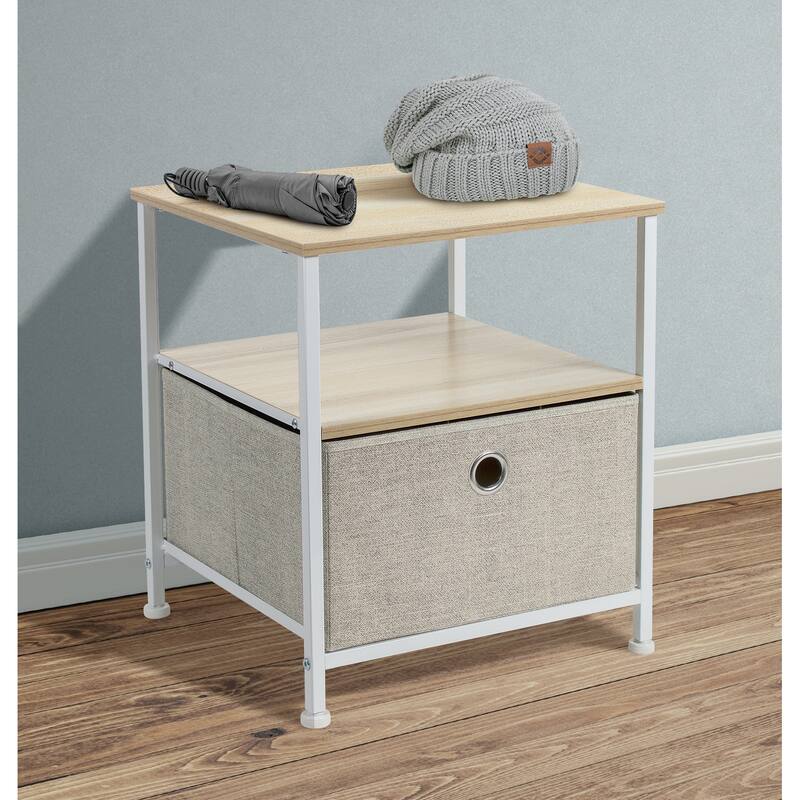 Nightstand 1-Drawer Shelf Storage - Bedside Furniture End Table Chest
