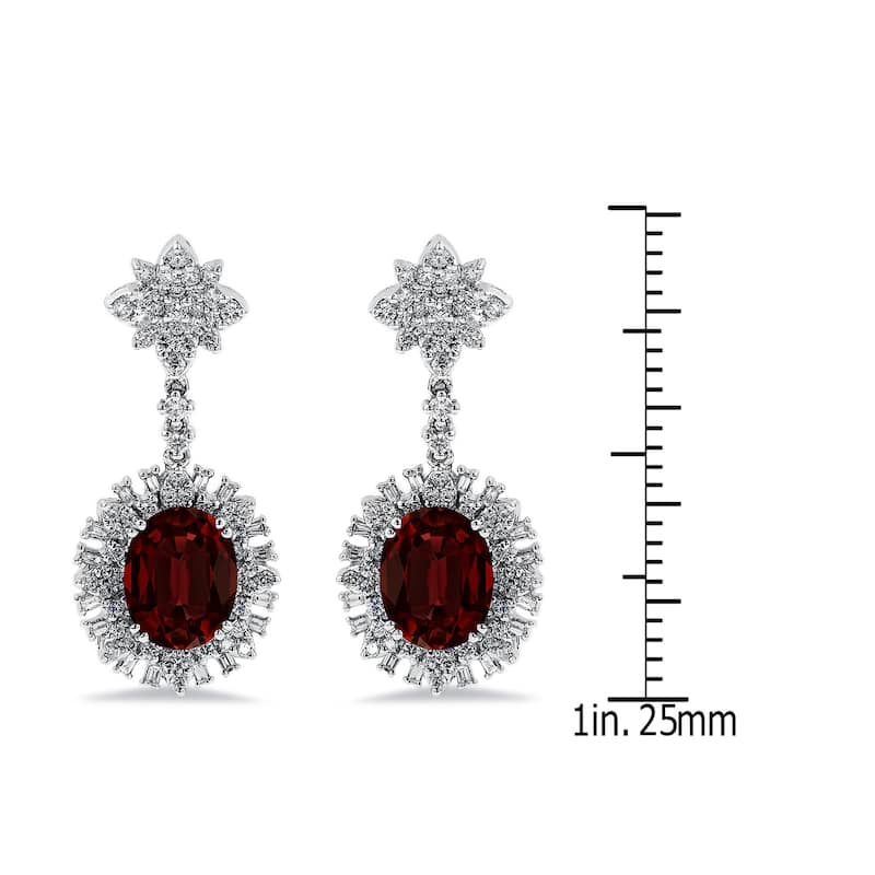 Auriya 5 5/8ct Fancy Oval-cut Garnet Halo Diamond Drop Earrings 1 3/4ctw 18k Gold