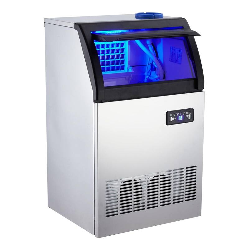Commercial Ice Maker Machine, 100lbs/24hr, 33LBS Bin - Stainless Steel
