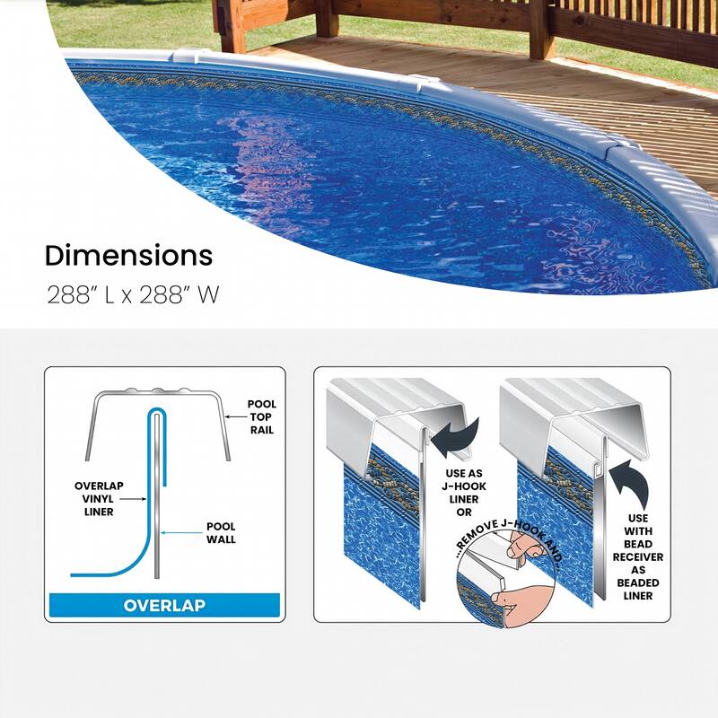 24' Blue White Round Mystri Unibead Above Ground Swimming Pool Liner