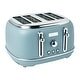 preview thumbnail 10 of 8, Haden Highclere Pool Blue 4-slice Wide Slot Toaster